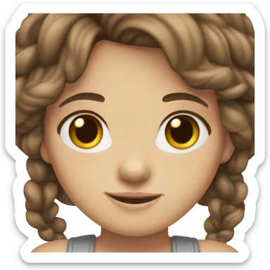 Girl white skin brown hair brown eyes braces sticker