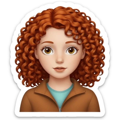 White girl with curly hair and freckles  sticker