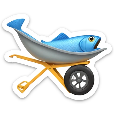 Fish surfing on a wheelbarrow  sticker