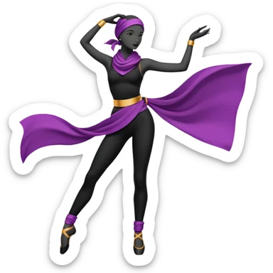 Minimalistic flat vector icon, iOS style, thin black contour on white background. Silhouette of a dancer with scarf or hip belt. Clean, no text, no shadows sticker