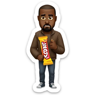 kanye west angry and holding a twix bar sticker