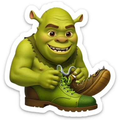 A shoe eating Shrek  sticker