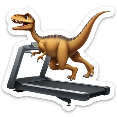 dinosaur runs on a treadmill sticker