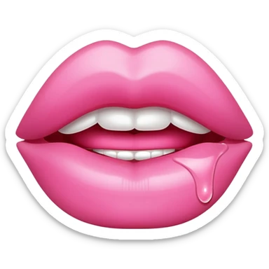Lips with pink lipgloss sticker