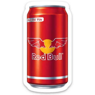 a red bull can that says girlfriend gives you wings sticker