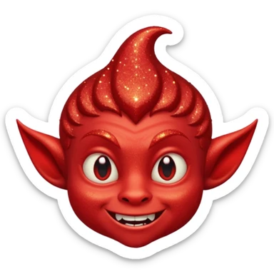 red glitter smilling imp sticker