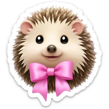 hedgehog with a pink bow sticker