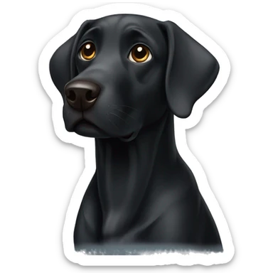 Black Labrador looking with a silly face sticker