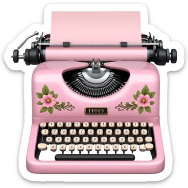 pink vintage floral typewriter  sticker