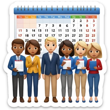 group of peoples next to calendar sticker