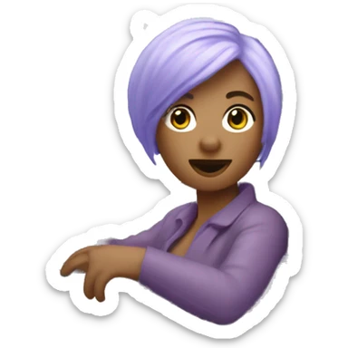 navy blue convertible Mini Cooper, with short, lilac colored haired woman driving - update woman to fair skinned sticker