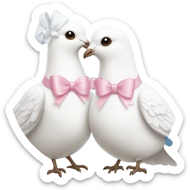 Two White doves with light pink bows around their necks sticker