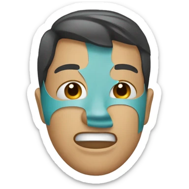 un émoji qui pleure ayant un masque qui sourit sticker