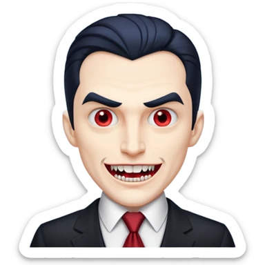 dracula, fang, with tie, business sticker