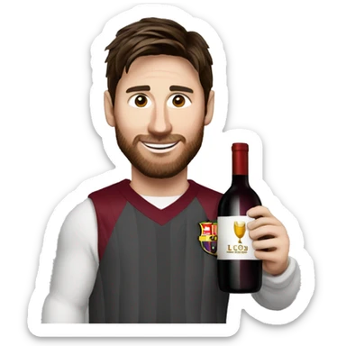 leo messi holding  wine sticker