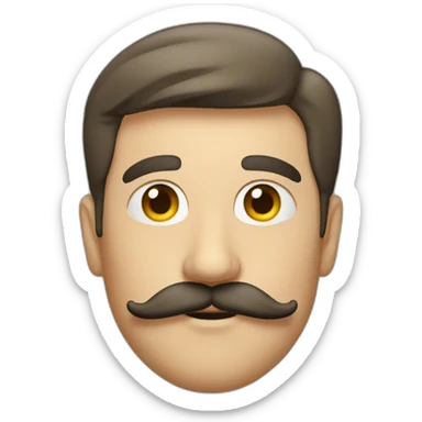 Guy with mustache at mac sticker