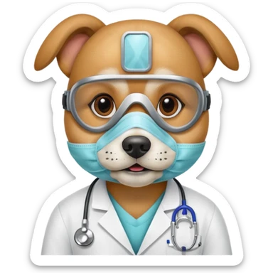 doctor dog wearing medical mask sticker