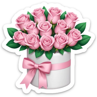 light pink bouquet of roses wrapped in white wrapping paper with pink bow sticker