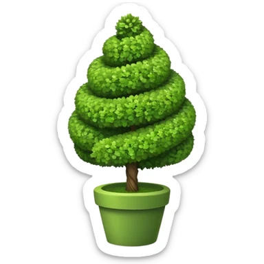 spiral topiary tree emoji, green spiral shaped bush, garden art tree, cute emoji style, sticker