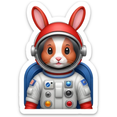 red rabbit with astronaut costume sticker