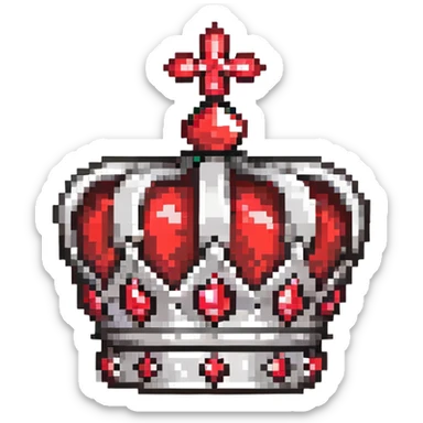 black crown with red jewels, detailed shading and highlights sticker