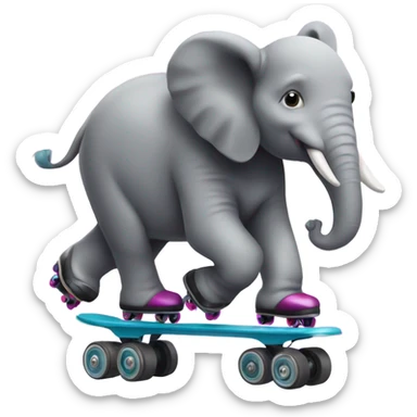 Elephant on rollerskates sticker