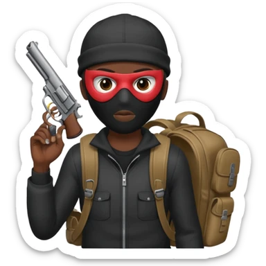 Chicago savage with skully mask on and backpack and big ass hand gun  sticker