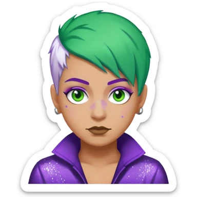 Glitter Purple and White Joker Gangster Green Hair sticker