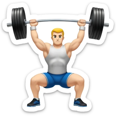 Emblem symbolizing weightlifting, featuring a barbell with heavy weights on either side, lifted above a strong, determined figure. The design conveys strength, focus, and the precision required in the sport. The barbell is centered, with a dynamic, bold style to emphasize power and athleticism.  sticker