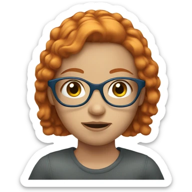 Girl with ginger hair blue eyes and glasses  sticker