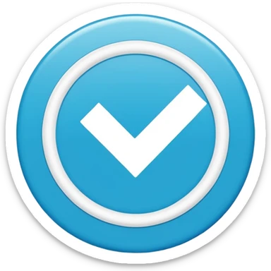 Icon: Perfect solid circle in bright Cyan Blue (#20D5F7), centered with a crisp White Checkmark (#FFFFFF). Design for high-contrast, small-scale (e.g., 12px) clarity. sticker