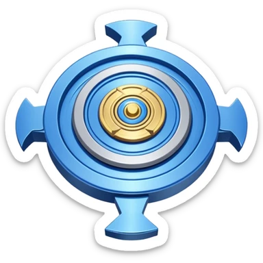A blue Beyblade with 3 pointed blades like Victory Valtryek sticker