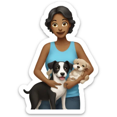 mom with baby and black and white dog sticker