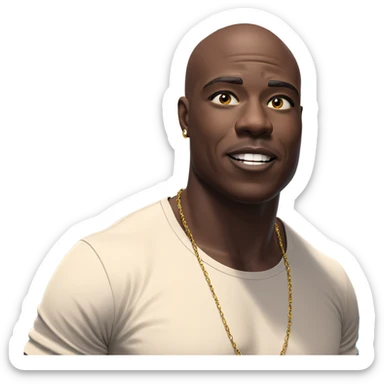 bald dark-skinned male with jewelry sticker