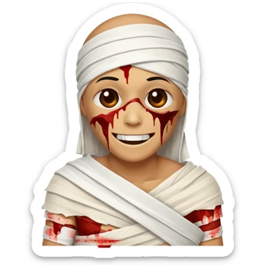halloween mummy smiling without teeth and with blood stains sticker