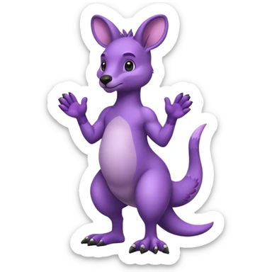 Purple kangaroo with big feet  sticker