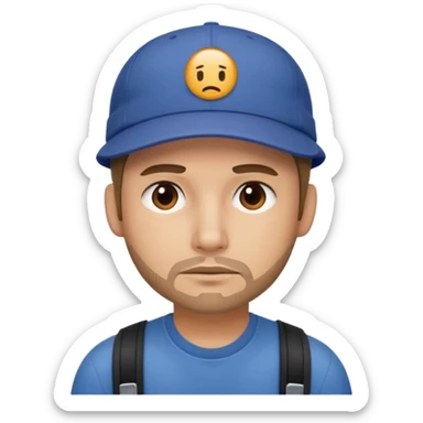 Tech developer going back to work after christmas holidays, looking tired and wearing a cap sticker