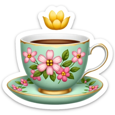 Floral print teacup  sticker