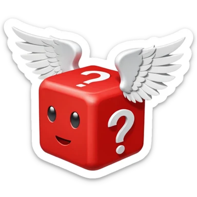 red being the block itself while the white parts are the question marks which are used in all of the lucky blocks, corners, and face. It has 2 white wings on each side like the other Lucky Blocks. It is doing  emoticon: the :3 face. sticker