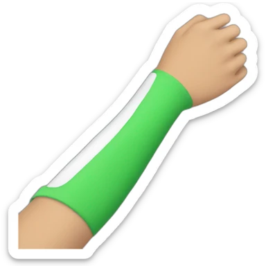 Arm with a green sleeve sticker