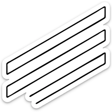 Create a minimal and clean design of three white diagonal stripes with no background. The style should match the attached image's black outlined icon style but with white stripes and no eagle or extra details. Transparent background is required. sticker