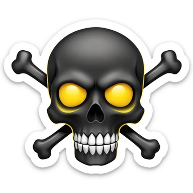 smooth black skull with graffiti brand logos, front view sticker