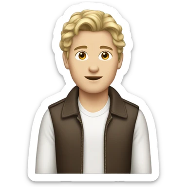 white boy with earrings and a brunette mullet sticker