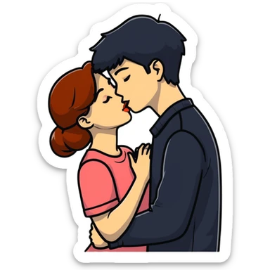 Girl kissing her boyfriend sticker