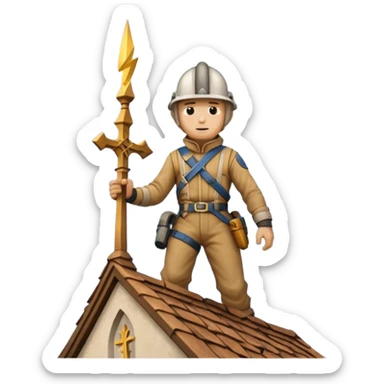 steeplejack man lightning strike on a church spire sticker