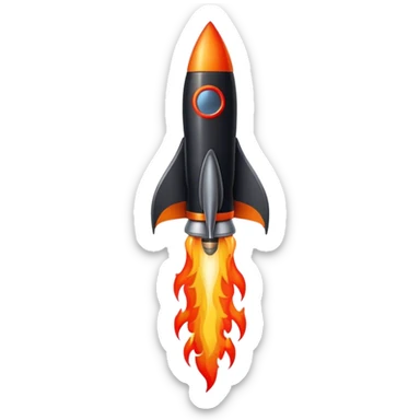 fine black rocket with fire color france sticker