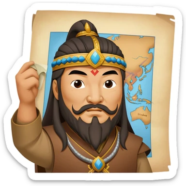 genghis khan holds a map sticker