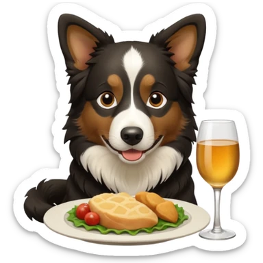 Border collie eating dinner sticker