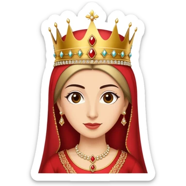 Ottoman queen with red dress and crown, imperial Turkish royal attire sticker