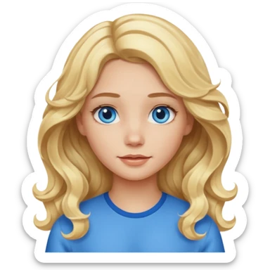 Blonde girl with wavy long middle part sticker